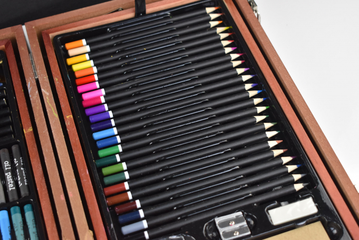 Set de pictură pentru copii KINSPORY, 174 piese, cutie din lemn, culori deluxe, pentru fete de la 3 la 12 ani -BUN [3]