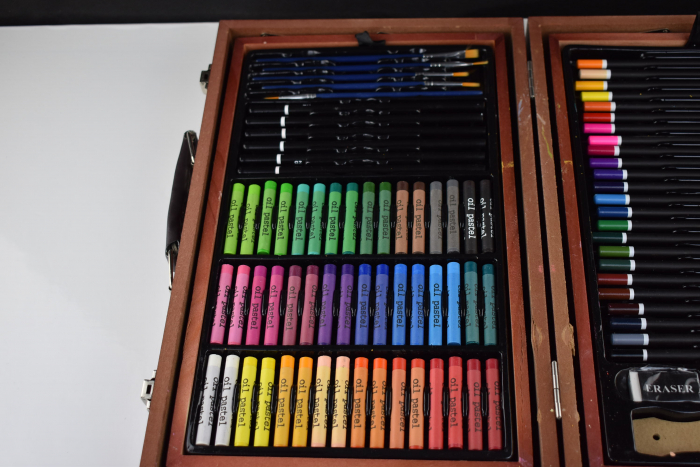 Set de pictură pentru copii KINSPORY, 174 piese, cutie din lemn, culori deluxe, pentru fete de la 3 la 12 ani -BUN [4]