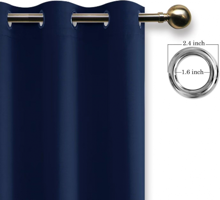 Set draperii Pony Dance, Albastru închis, 2 buc 117 x 137, cu inele [3]