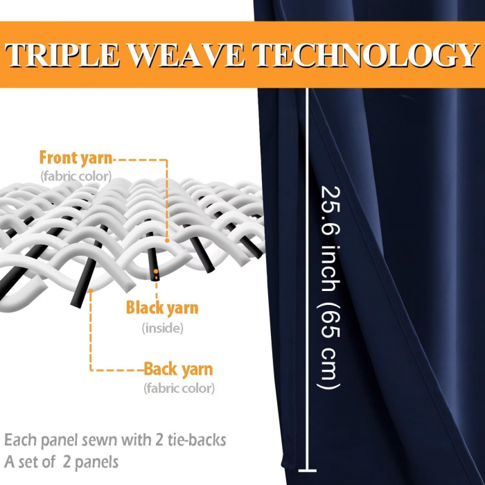 Set draperii Pony Dance, Albastru închis, 2 buc 117 x 137, cu inele [5]