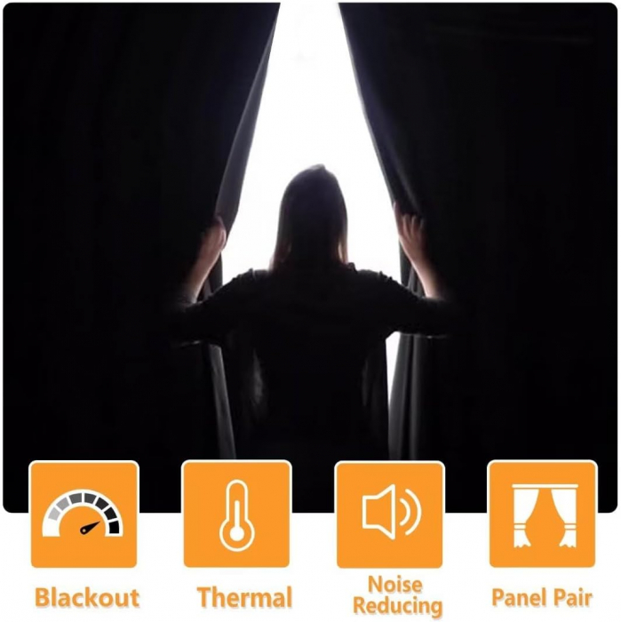 Set draperii Pony Dance, Albastru închis, 2 buc 117 x 137, cu inele [6]