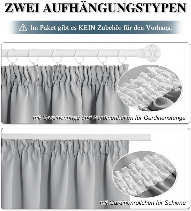 Set draperii Pony Dance, Gri argintiu, 2 buc 300 x 140, cu rejansă [5]