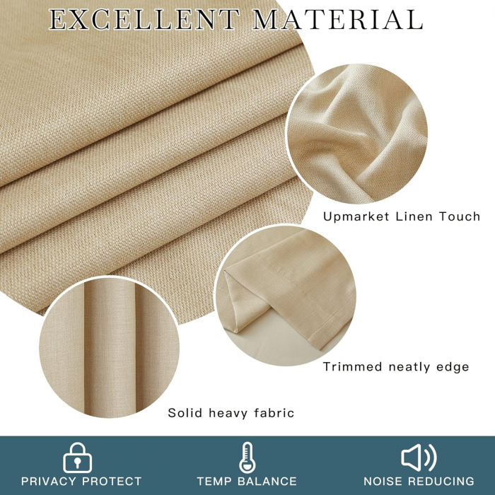 Set draperii Pony Dance, Oatmeal (crem), 2 buc 260 x 140, pâna la 75% mai intuneric, rejansa [8]