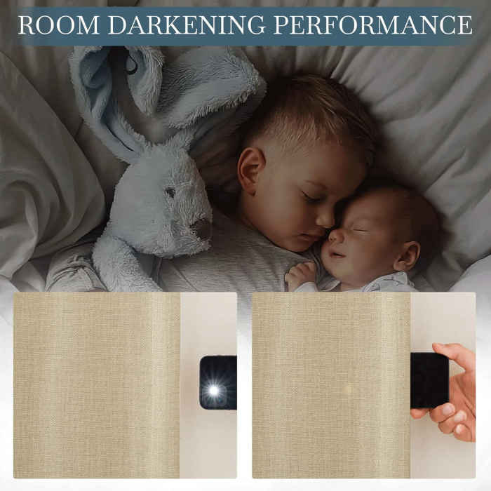 Set draperii Pony Dance, Oatmeal (crem), 2 buc 260 x 140, pâna la 75% mai intuneric, rejansa [6]