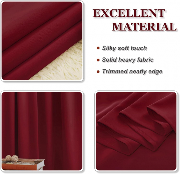 Set draperii Pony Dance, roșu închis, 2 buc 145 x 142, cu bucle [5]