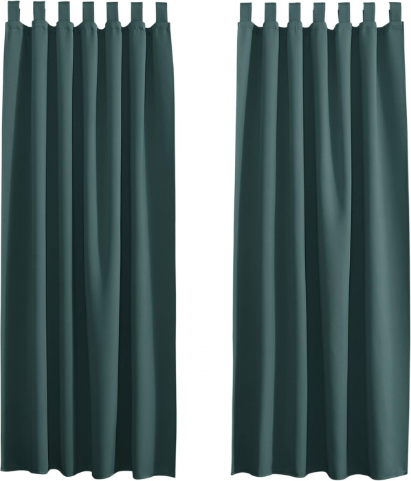 Set draperii Pony Dance, Verde închis, 2 buc 175 x 140, cu bucle [2]