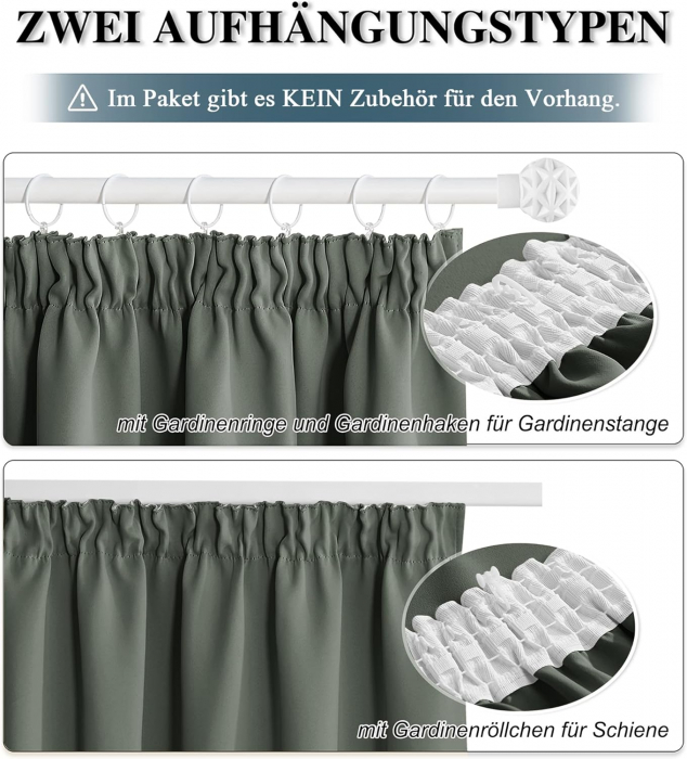Set draperii Pony Dance, Verde închis, 2 buc 220 x 140, cu resansă [6]