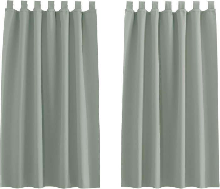 Set draperii Pony Dance, Verde pal, 2 buc 145 x 140, cu bucle [2]
