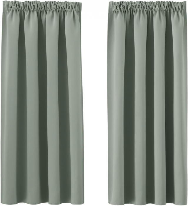 Set draperii Pony Dance, verde pal, 2 buc 145 x 140, cu rejansă [2]