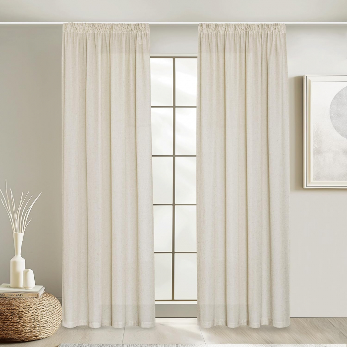 Set Perdele PONY DANCE Semi-transparent, bej  245 x B 140 cm , cu rejansă [2]