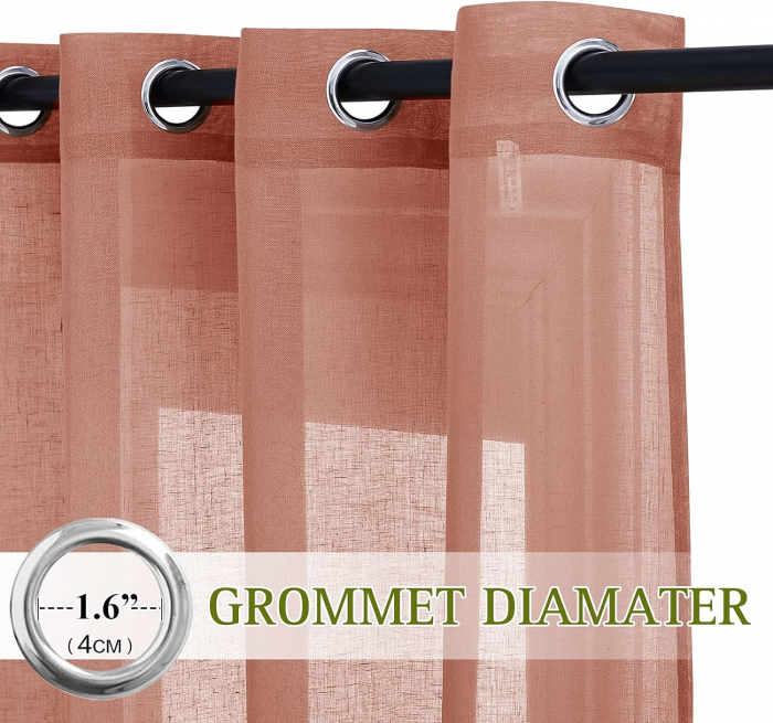 Set Perdele PONY DANCE Semi-transparent, căramiziu 245 x B 140 cm , cu inele [2]