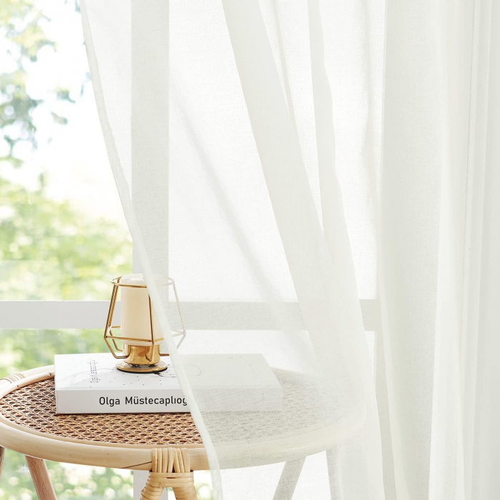 Set Perdele PONY DANCE Semi-transparent, crem  245 x B 140 cm , cu rejansă [2]