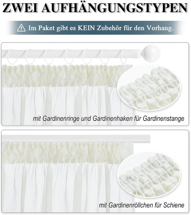 Set Perdele PONY DANCE Semi-transparent, crem  245 x B 140 cm , cu rejansă [4]