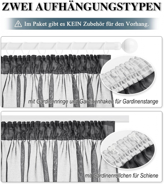 Set Perdele PONY DANCE Semi-transparent, gri închis 245 x B 140 cm , cu rejansă [2]