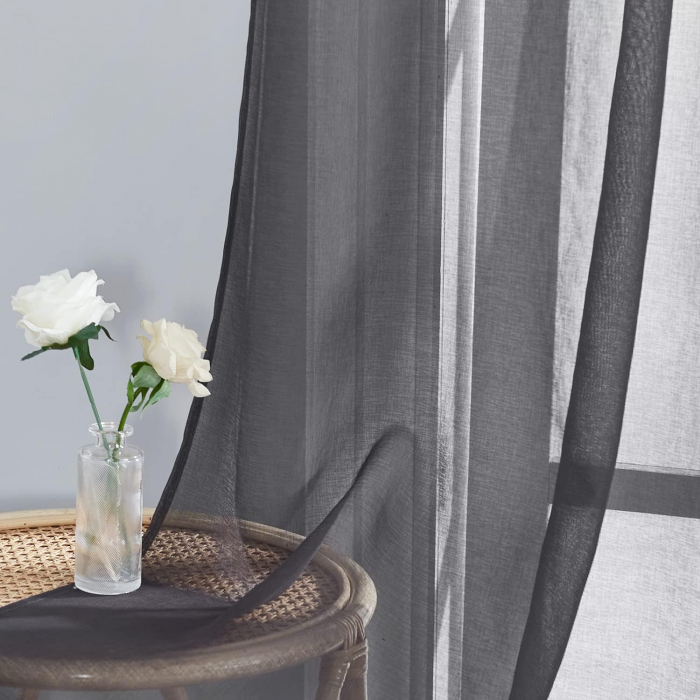Set Perdele PONY DANCE Semi-transparent, gri închis 245 x B 140 cm , cu rejansă [6]
