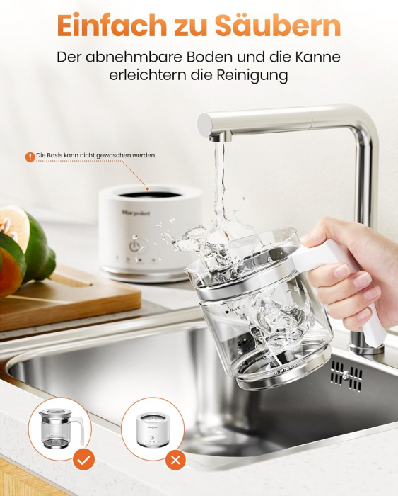 Spumator de lapte electric, 4 în 1 pentru lapte cald și rece, 600W, 500ml, vas de sticlă detașabil, design de latte, sticlă vizuală, oțel inoxidabil rezistent la mașină de spălat vase -FOARTE BUN [5]