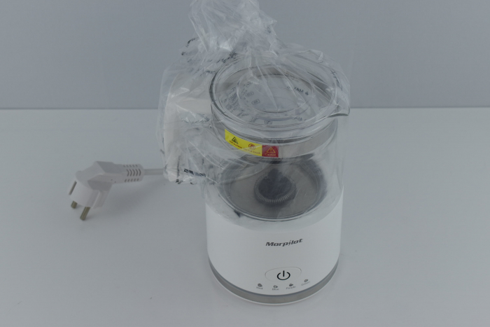 Spumator de lapte electric, 4 în 1 pentru lapte cald și rece, 600W, 500ml, vas de sticlă detașabil, design de latte, sticlă vizuală, oțel inoxidabil rezistent la mașină de spălat vase -CA NOU [6]