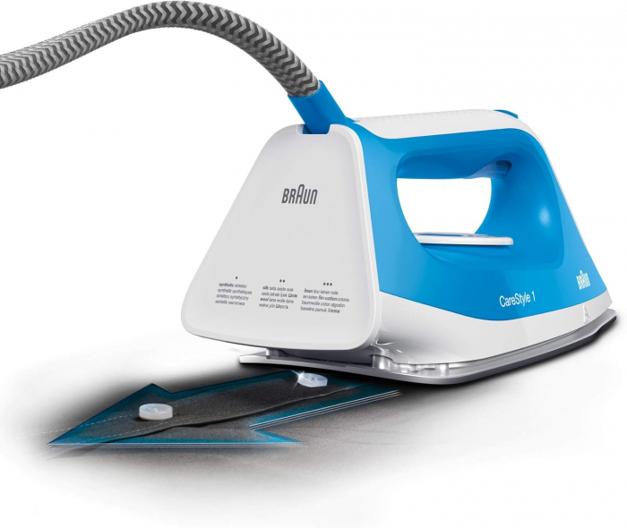 Statie de calcat Braun CareStyle 1, 2200W, 5.5 bari, abur variabil 110g/min, jet de abur 340g/min, rezervor 1.5L, talpa Super Ceramic, Alb/Albastru - Foarte bun  [4]
