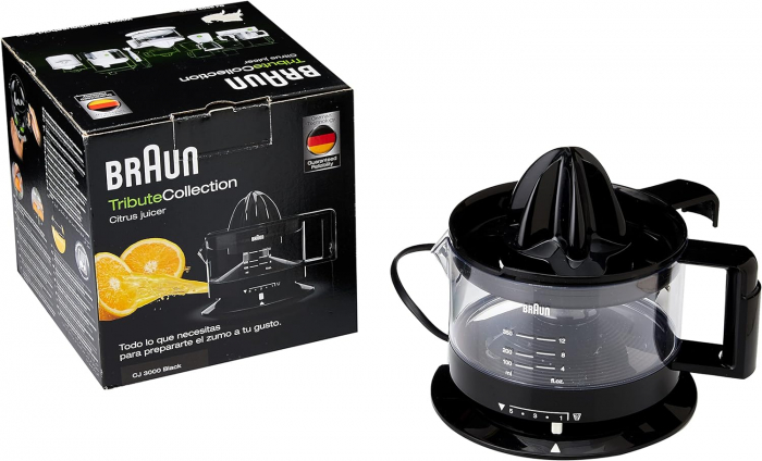 Storcător Electric, Braun TributeCollection CJ3000 BK -  20 W, 350 ml, Cantitate de Pulpă Reglabilă, Potrivit pentru Mașina de Spălat Vase, Negru -CA NOU [3]