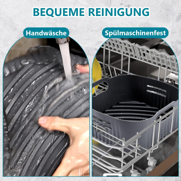 Tavă din silicon  21cm pentru friteuza cu aer cald, 2 bucăți accesorii Airfryer XL din silicon pentru Philip XL 6,2L, COSORI 5,5L/4,7L, Cecotec 6L, reutilizabile în loc de hârtie de copt - FOARTE BUN [3]