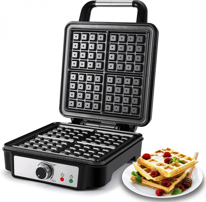 Tiastar Aparat Electric pentru Vafe Belgiene, 4 Vafe, 1200 W, Plăci Antiaderente, Temperatură Reglabilă și Ușor de Curățat - FOARTE BUN [2]