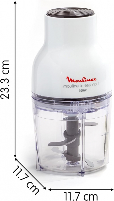 Tocator 3 în 1 Moulinex Moulinette Essential DJ5201 - 300 W, Capacitate 0,4 L, Sistem de Capac cu Presiune [3]