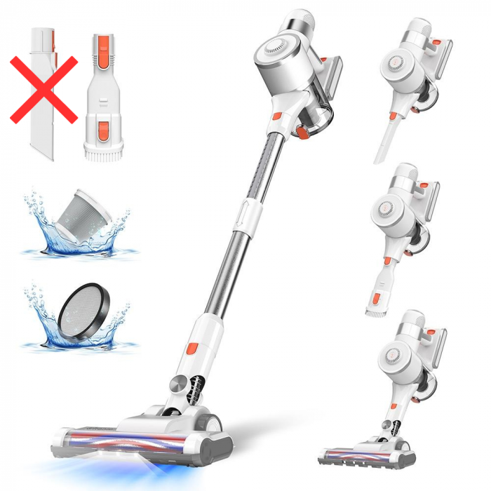 Ultenic Aspirator fără fir U10 Pro, Aspirator fără fir puternic 30Kpa/400W, Ușor, LED, 4 în 1 Aspirator fără sac ideal pentru părul de animale, covoare, canapele, mașini. - FOARTE BUN [1]