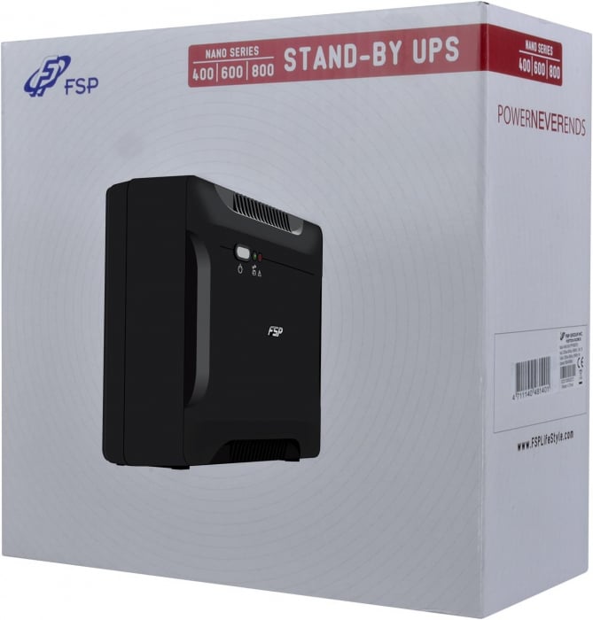 UPS FORTRON Offline (fara AVR), 800VA/ 48 0W, 2 x Schuko, 1 baterie 12V/7Ah - CA NOU [3]