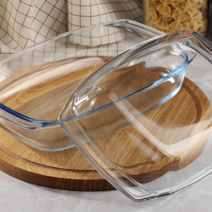 Vas de sticlă termorezistent KADAX, cu capac și mânere, potrivit pentru cuptor, capacitate 5L -CA NOU [4]