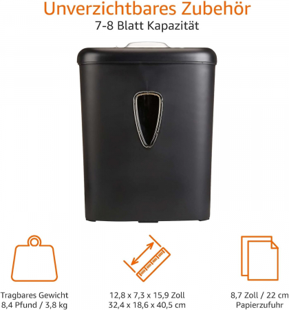Tocător de hârtie/documente/carduri Amazon Basics cu tăiere încrucișată de înaltă securitate, Negru - BUN [3]
