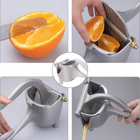 Presă manuală pentru fructe, aluminiu, Argintiu - CA NOU [3]