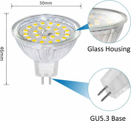 6 becuri LED GU5.3, 5W, 12V MR16, cu 500 de lumeni, culoare neutrală 4000K, non-dimabile -CA NOU [1]