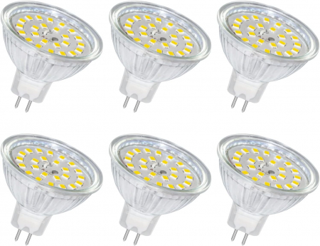 6 becuri LED GU5.3, 5W, 12V MR16, cu 500 de lumeni, culoare neutrală 4000K, non-dimabile -CA NOU [0]