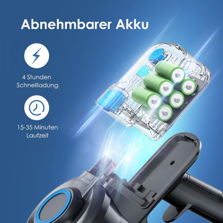 Aspirator fără Fir 6-1 cu Acumulator Detașabil, Lumină LED, Aspirator de Mână pentru Pardoseli Dure, Covor, Plăci de Marmură, Păr de Animale - BUN [6]