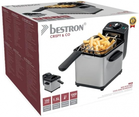 Bestron Friteuză cu Ulei, pentru Cartofi Prăjiți, Pește sau Nuggets, Temperaturii până la 190°C, cu Coș din Oțel Inoxidabil, Fereastră și Filtru de Ulei - FOARTE BUN [5]