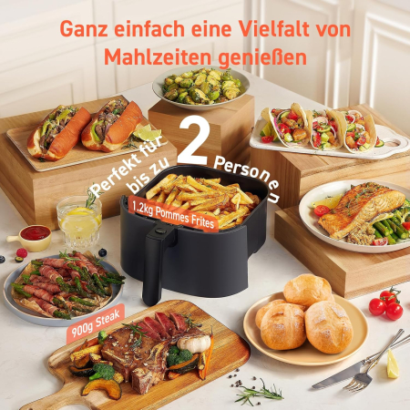 COSORI Airfryer, Friteuză cu Aer Cald 7-în-1, până la 230°C & 55 dB Silențioasă, peste 100 de rețete, ideală pentru pui, friptură, bacon, alimente congelate, economisește 55% energie, compatibilă cu m [5]