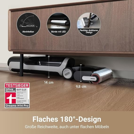 Dreame H14 Pro – Aspirator umed și uscat, 180° răsturnare, întreținere perie la 60°C, uscare rapidă în 5 minute, distribuție automată a soluției de curățare, control prin aplicație, roți GlideWheel, p [4]