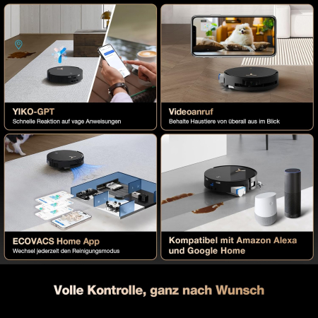 ECOVACS DEEBOT X8 PRO Omni – Robot aspirator cu funcție mop, OZMO Scooter cu mop continuu și auto-curățare, putere de aspirare 18.000 Pa, stație 12‑în‑1, curățare mop cu apă caldă 40‑75 °C, sistem YIK [6]