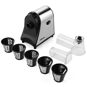 Feliator de Legume Electric din Oțel Inoxidabil 250 W, Tăietor Multifuncțional de Legume, Răzătoare electrică cu 5 accesorii - FOARTE BUN [1]