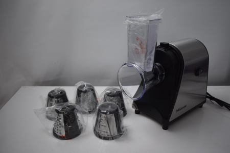 Feliator de Legume Electric din Oțel Inoxidabil 250 W, Tăietor Multifuncțional de Legume, Răzătoare electrică cu 5 accesorii - FOARTE BUN [10]