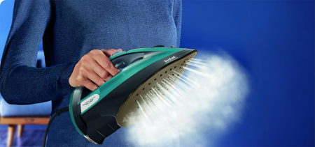 Fier de calcat Tefal FV9844E0 Ultimate Pure, 3200 W, Talpa Durilium AirGlide Autoclean, jet de aburi 250gr/min, Micro-Calc Filter 2in1, Negru/Bleu [2]