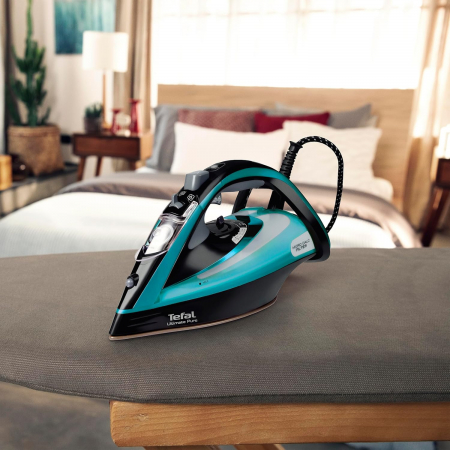 Fier de calcat Tefal FV9844E0 Ultimate Pure, 3200 W, Talpa Durilium AirGlide Autoclean, jet de aburi 250gr/min, Micro-Calc Filter 2in1, Negru/Bleu [5]