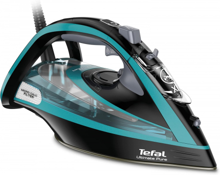 Fier de calcat Tefal FV9844E0 Ultimate Pure, 3200 W, Talpa Durilium AirGlide Autoclean, jet de aburi 250gr/min, Micro-Calc Filter 2in1, Negru/Bleu [0]