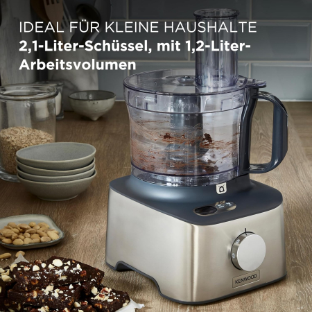 Kenwood Multipro Compact+ FDM315SS – Robot de bucătărie compact, capacitate 2,1 L, cântar integrat, cuțit din inox, 4 discuri de lucru și 5 accesorii suplimentare, carcasă metalică, putere 800 W, culo [7]