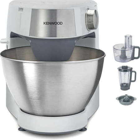 VESELĂ ȘI TACÂMURI - Kenwood Prospero+ KHC29.H0WH – Robot de bucătărie multifuncțional Patissier, pentru amestecare, batere și frământare, blender 1,5 L, bol multifuncțional 1,4 L cu trei discuri și storcător, bol princip