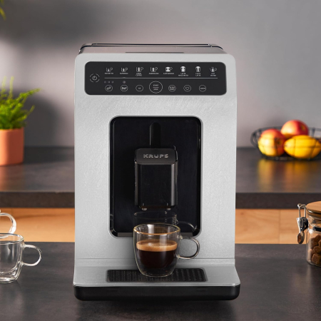 Krups EA897A Evidence ECOdesign – Espressor automat, funcție One-Touch Cappuccino, design ecologic, control tactil, personalizabil, grup de infuzare metalic, durabil, culoare alb / ardezie [5]