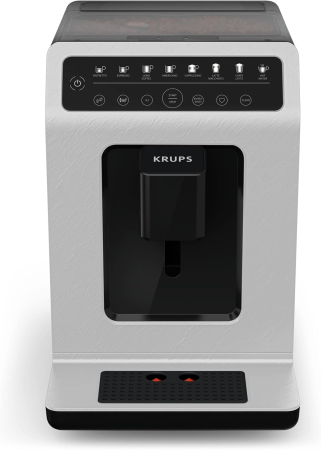 APARATE DE CAFEA - Krups EA897A Evidence ECOdesign – Espressor automat, funcție One-Touch Cappuccino, design ecologic, control tactil, personalizabil, grup de infuzare metalic, durabil, culoare alb / ardezie