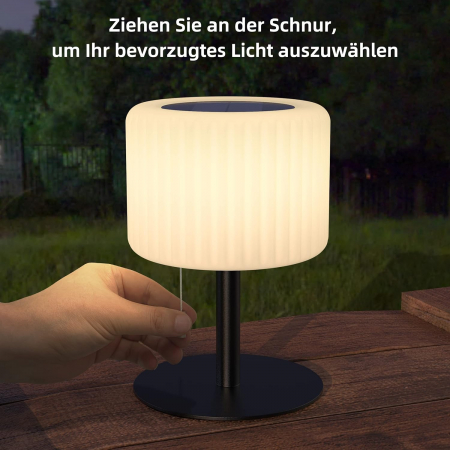 Lampă de masă fără fir pentru exterior, încărcabilă prin USB și solar, impermeabilă IP44, pentru grădină, balcon, restaurant. [8]