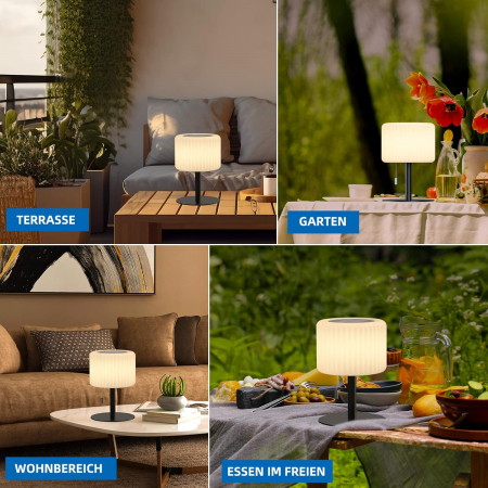 Lampă de masă fără fir pentru exterior, încărcabilă prin USB și solar, impermeabilă IP44, pentru grădină, balcon, restaurant. [9]