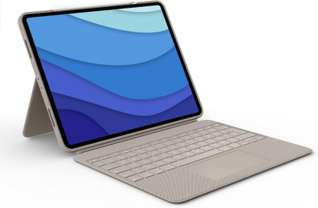 Logitech Combo Touch Husă cu Tastatură pentru iPad Pro 12,9 inch Generația 5 și 6 - 2021, 2022 (versiunea German)- Culoare nisip - BUN [0]